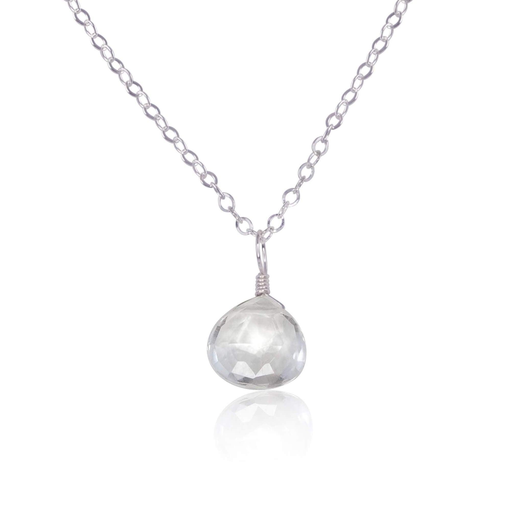 Elegant Tiny Crystal Quartz Teardrop Pendant Necklace - Dainty Healing Stone Jewelry for Women, Perfect for Everyday Wear, Gifts & Spiritual Healing