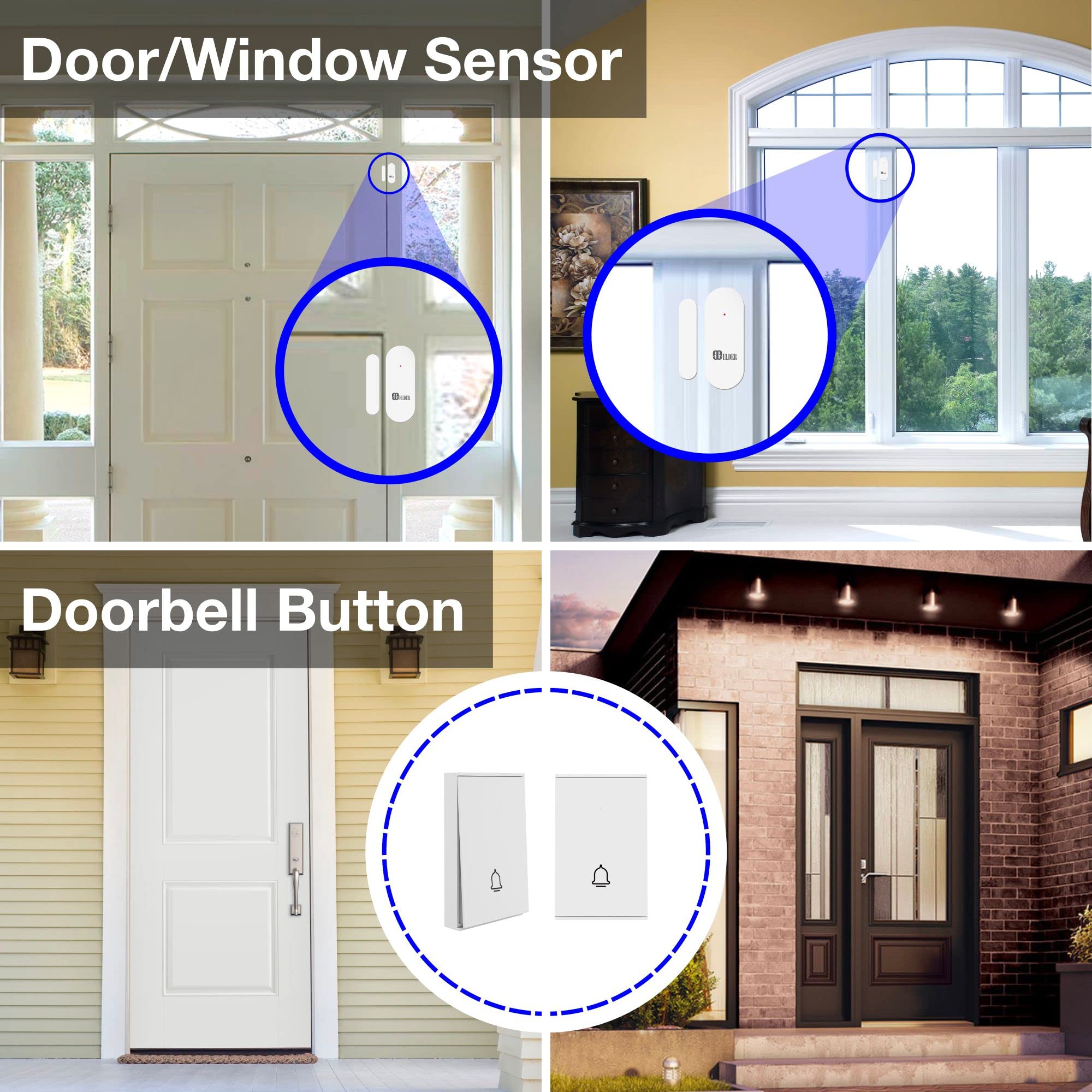 Elder Wireless 13-Piece Smart Home Security System with WiFi & 4G - DIY Touch Panel, Siren, Doorbell, Leak & Motion Sensors - Compatible with Google Assistant & Alexa - Perfect for Home Protection & Remote Monitoring