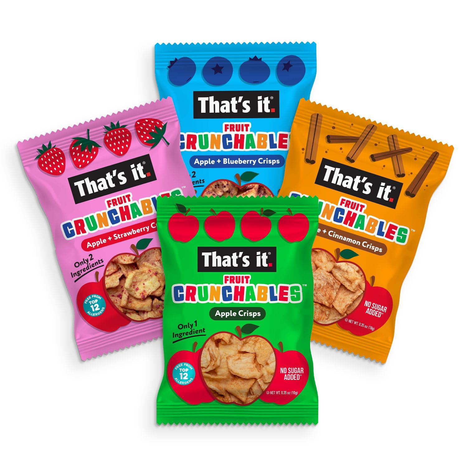That's It Fruit Crunchables Variety Pack - 100% Natural Fruit Snacks for Kids, Vegan, Non-GMO, Gluten-Free, No Sugar Added (16 Pack) | Healthy School Lunch, After-School Snack & On-the-Go Treat