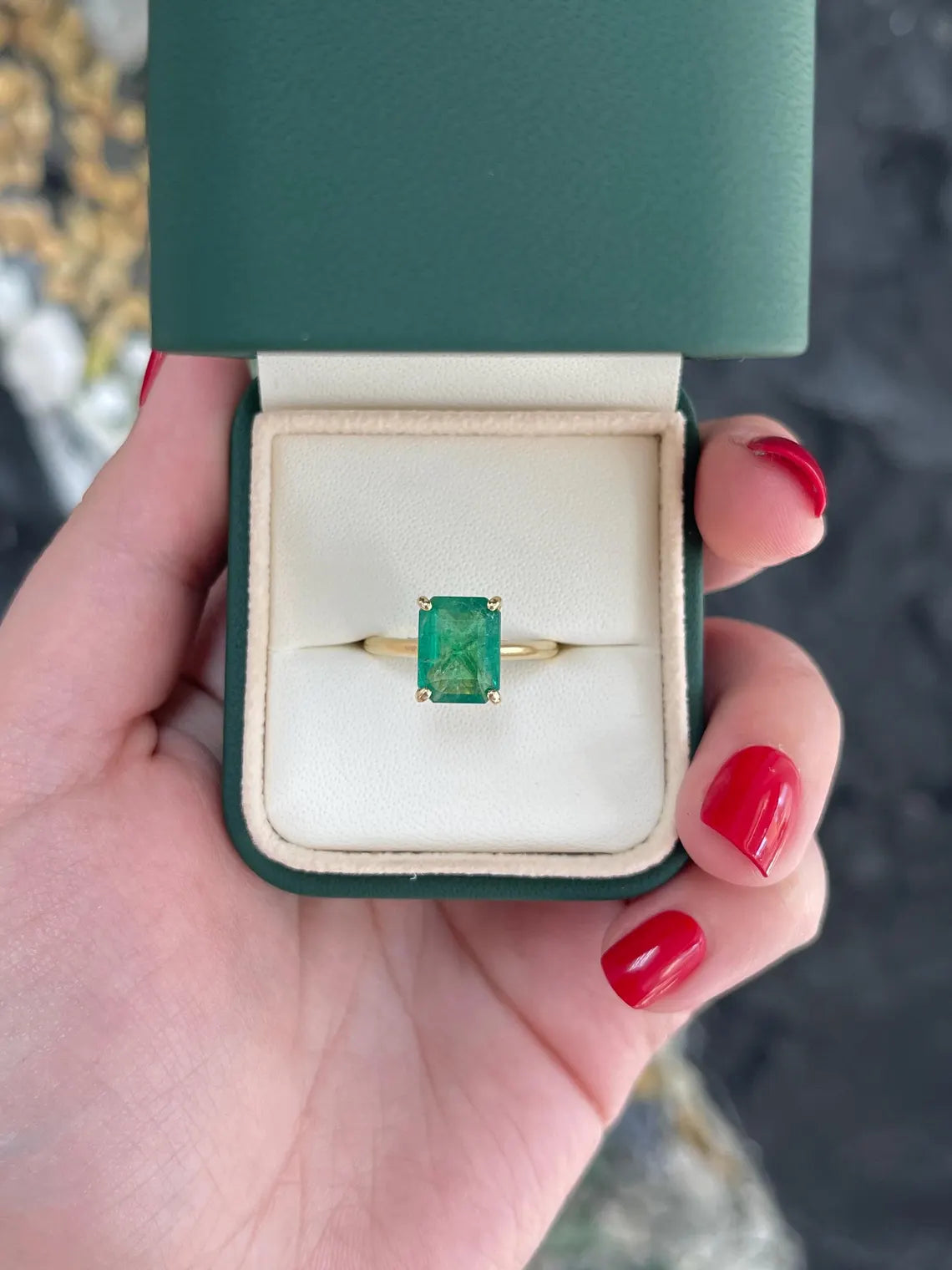 3.19tcw Emerald Cut Lush Green Diamond Engagement Ring with Brilliant Accents - Perfect for Proposals, Anniversaries & Special Occasions