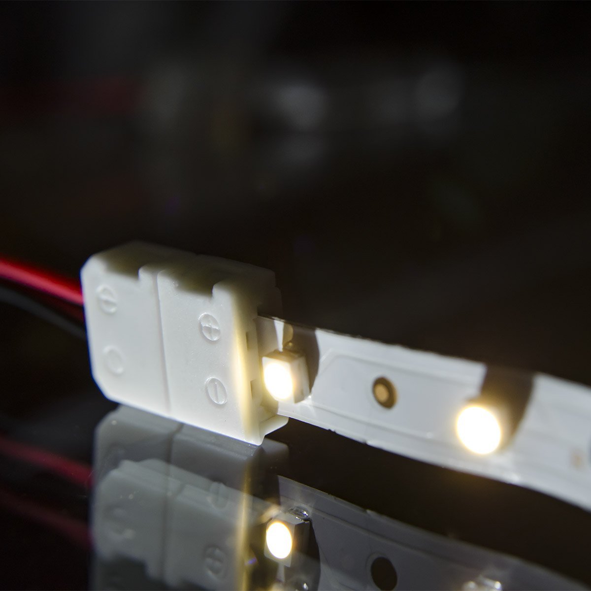 HitLights 8mm Monochrome 2835 LED Strip Connector with Warm White LED Light Strip - UL Certified for Home Decoration, Under Cabinet Lighting & DIY Projects