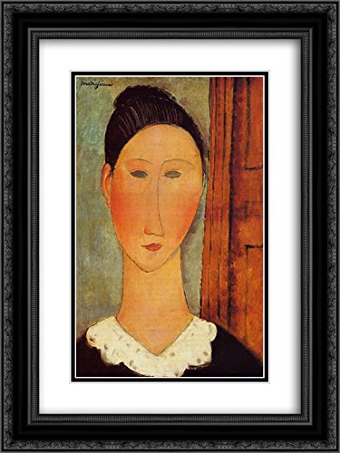 18x24 Black Ornate Framed Amedeo Modigliani 'Head of a Girl' Museum Art Print with Double Matting - Perfect for Living Room, Bedroom & Office Wall Decor