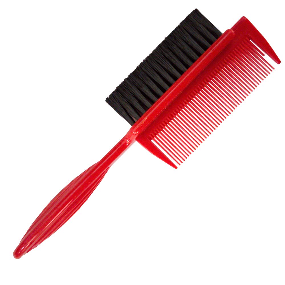 Professional Red Combined Fade Brush for Haircut & Styling - Perfect for Barbers, Salon Professionals & Home Hair Cutting (Barber Tools, Hair Clipper Accessories)