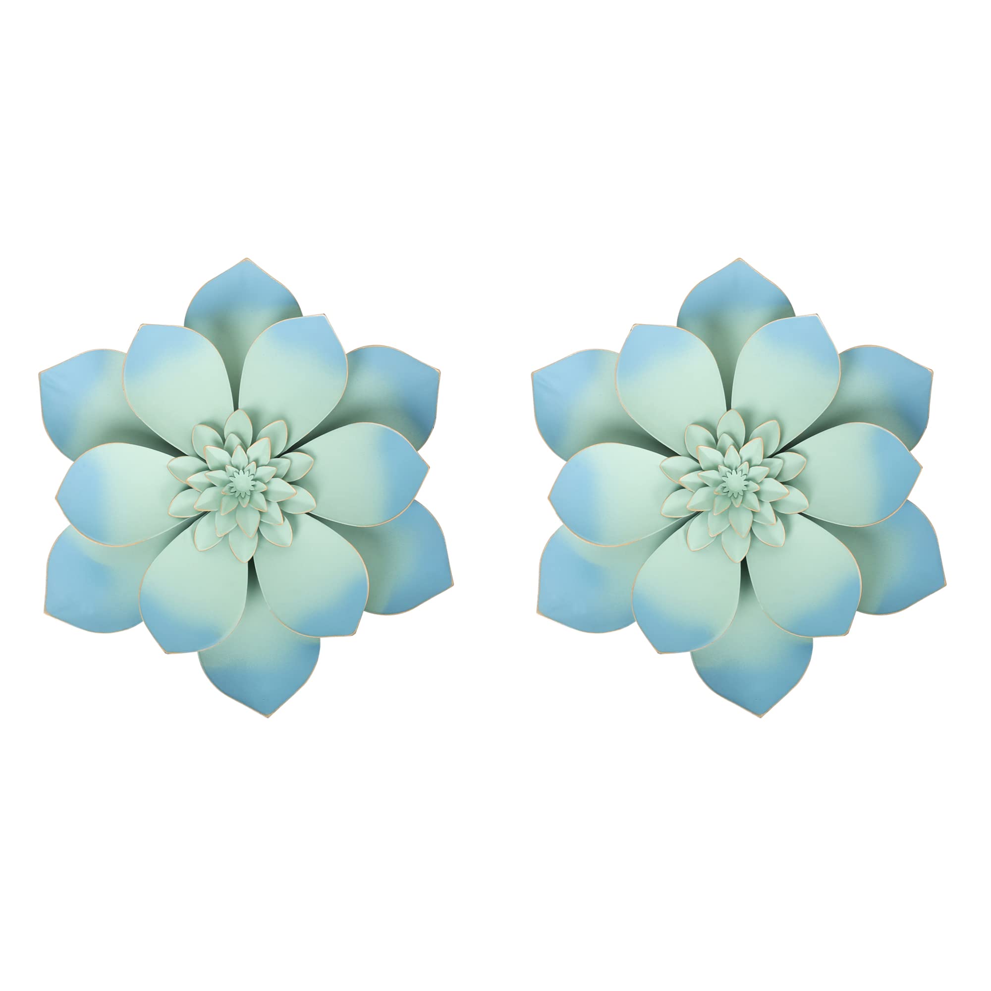 Decointo 2-Piece Blue Metal Flower Wall Art - 13