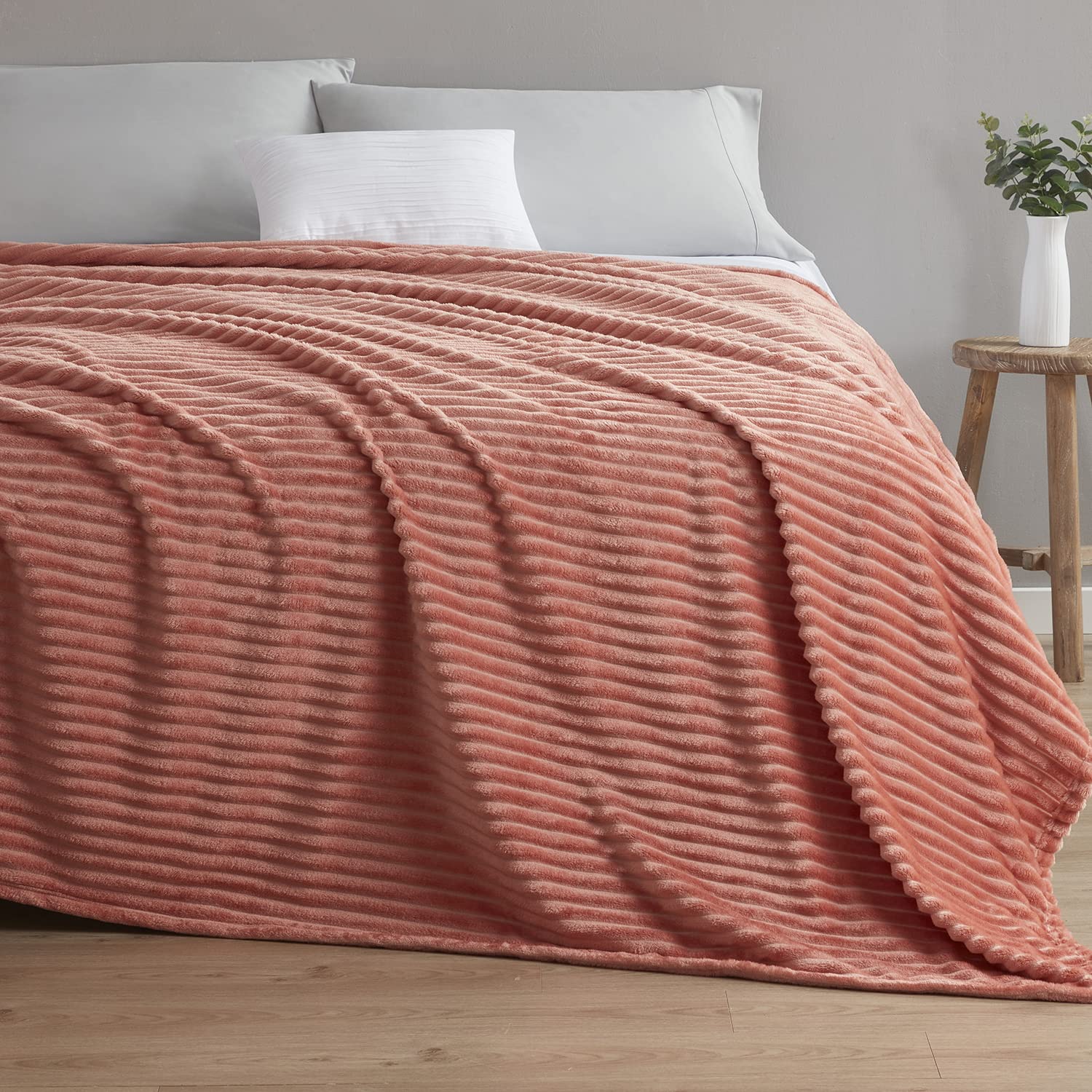 Nestl Soft Twin Fleece Blanket 90x90 Inches - Ultra Cozy Warm Fuzzy Plush Bed Blanket for Adults & Kids, Misty Rose Color - Perfect for Bedroom, Couch, Sofa, Camping & Gifts
