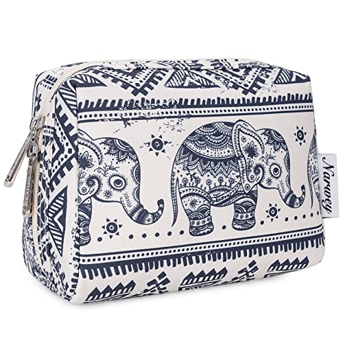 Narwey Small Makeup Bag for Women - Mini Travel Cosmetic Pouch for Purse, Toiletry & Organizer (Elephant Print, Compact Size) - Perfect for Daily Use, Travel Essentials & Gift Giving