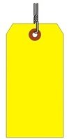 #5 Medium Weight Fluorescent Yellow Shipping Tags - Box of 1000 Wired Tags for Warehouse, Inventory & Logistics Organization
