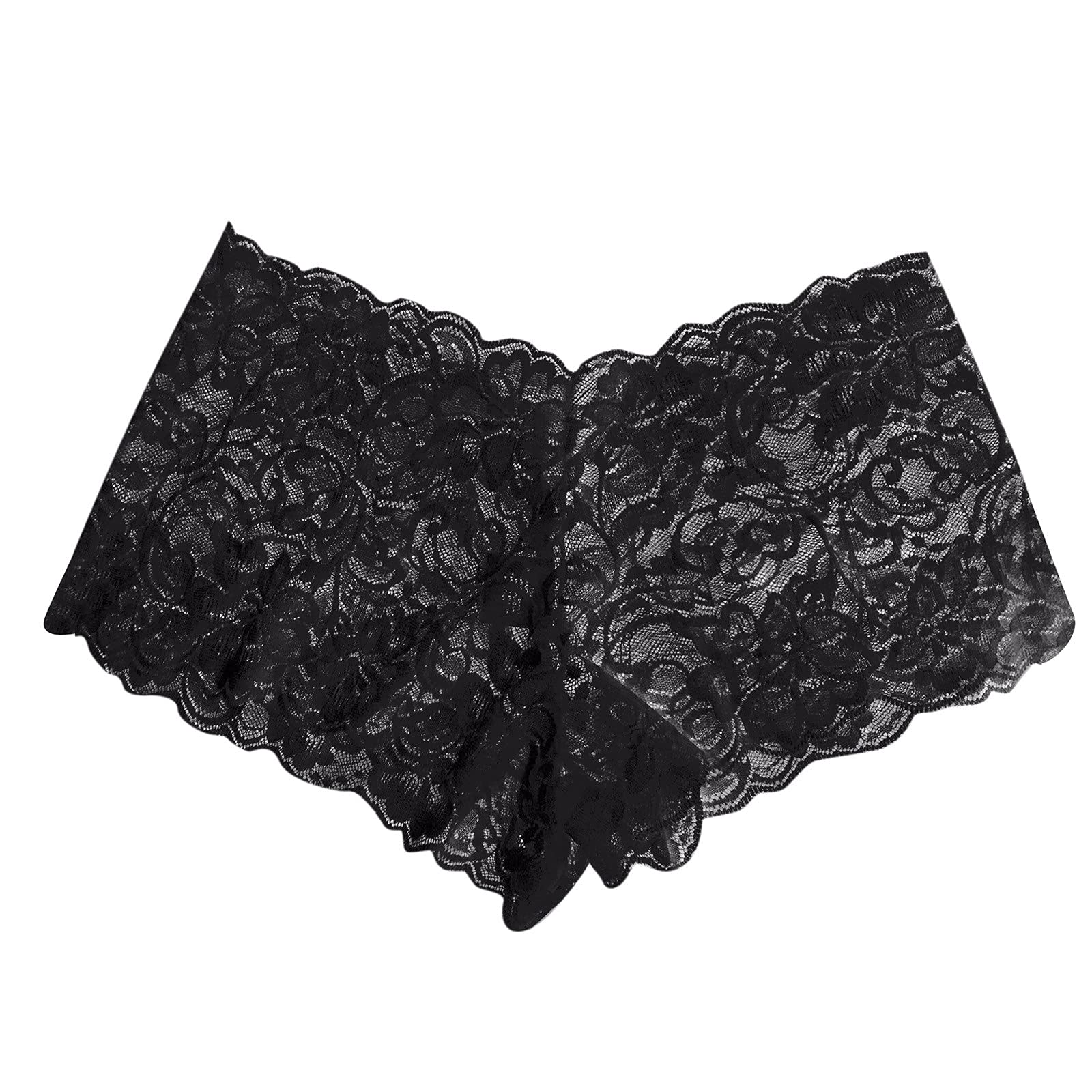 LIUguoo Women's Plus Size Floral Lace Underwear - High Waist Sexy Mesh Panties with Butt Lifting Design, Comfortable Hipster Briefs in Black | Perfect for Date Night, Special Occasions & Everyday Wear