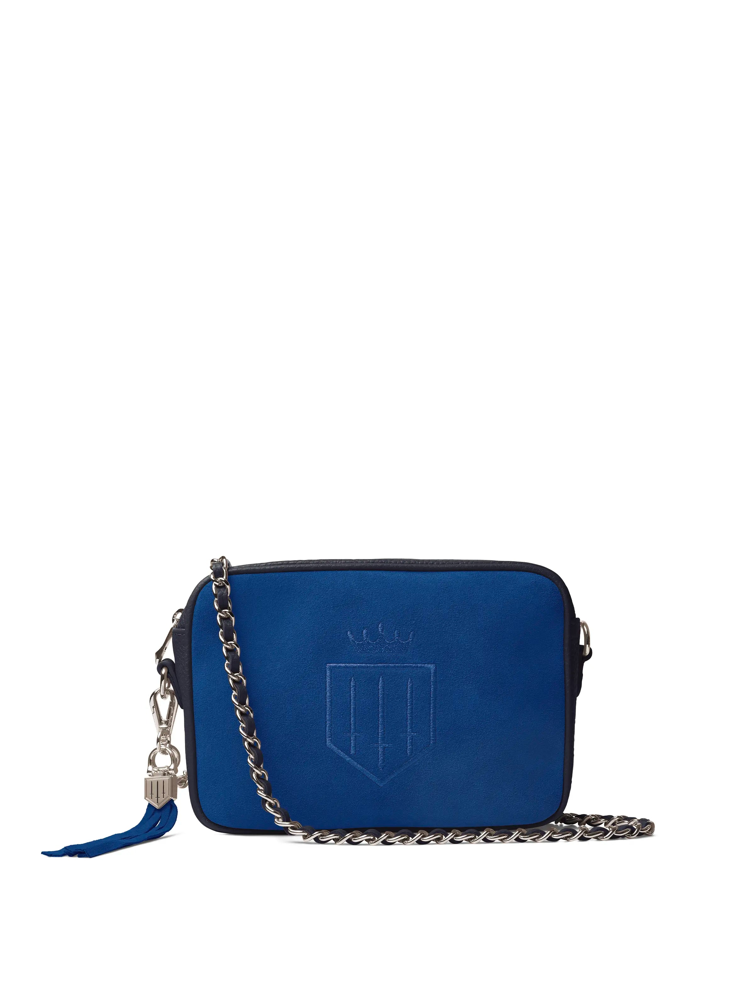 Finsbury Porto Blue Leather & Navy Suede Exclusive Handbag - Stylish Crossbody Bag for Women - Perfect for Work, Travel & Everyday Use