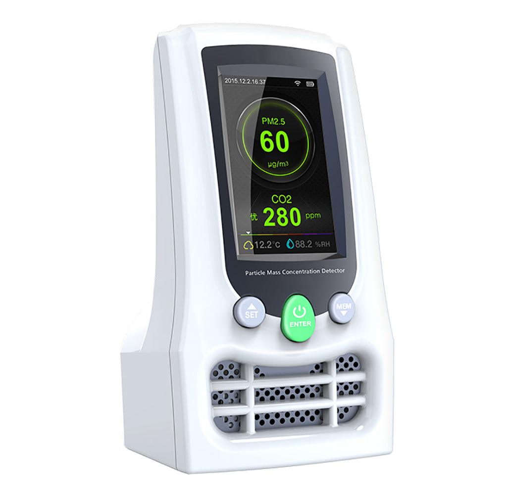 High Accuracy Air Quality Monitor - Formaldehyde, CO2, PM2.5, PM10, TVOC Detector with Temperature & Humidity Sensor | For Home, Office & Indoor Air Pollution Testing