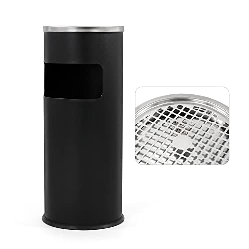 POWLAB 13 Gallon Stainless Steel Outdoor Trash Can with Removable Inner Bucket - Commercial Grade Round Waste Bin 9.8