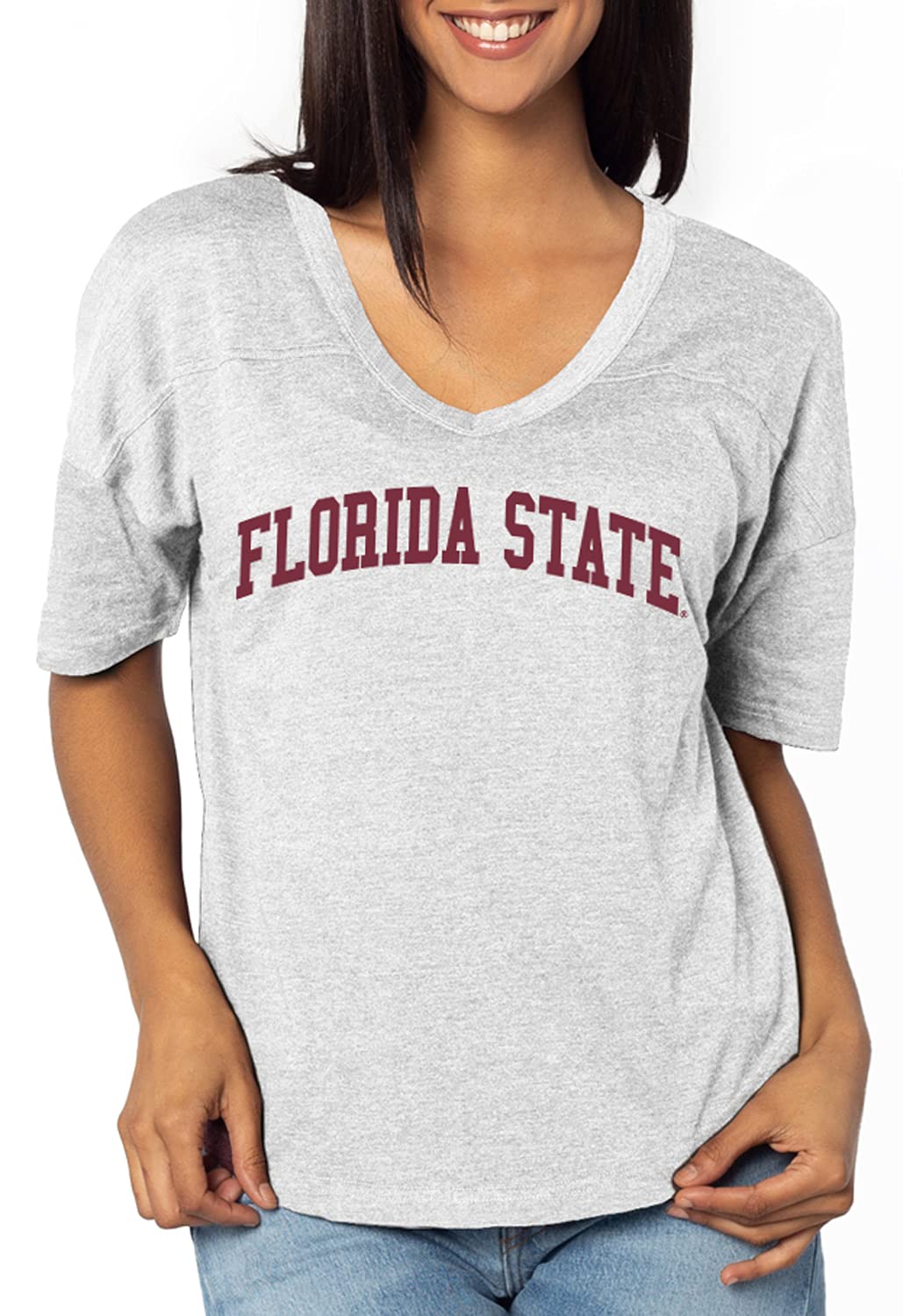 UG Apparel Women's V-Neck Happy Jersey - Soft Cotton Casual T-Shirt for Everyday Wear | Perfect for Work, Gym & Weekend Outfits