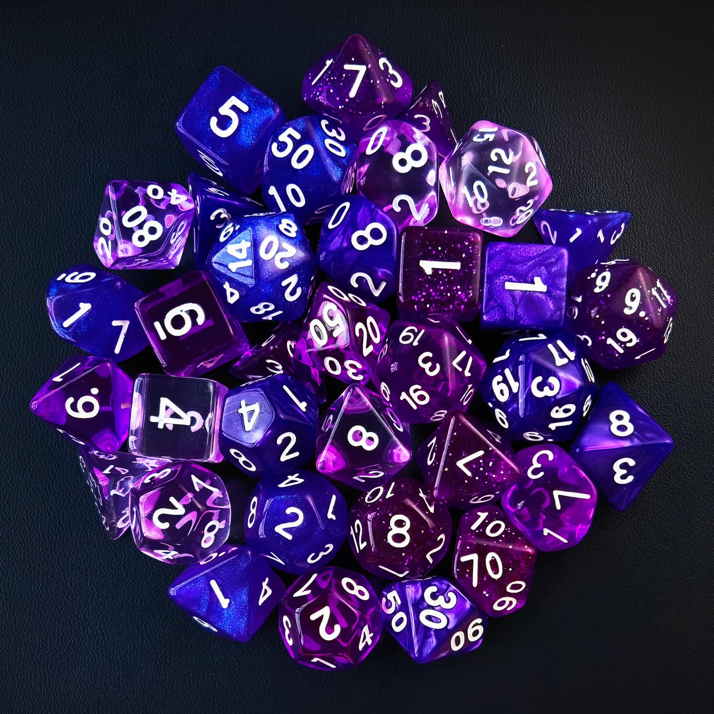 Bescon 35-Piece Polyhedral RPG Dice Set in Amethyst Purple - Complete DND Dice Collection for Dungeons & Dragons, Pathfinder & Tabletop Roleplaying Games | Perfect for Game Nights, Character Creation & Fantasy Adventures