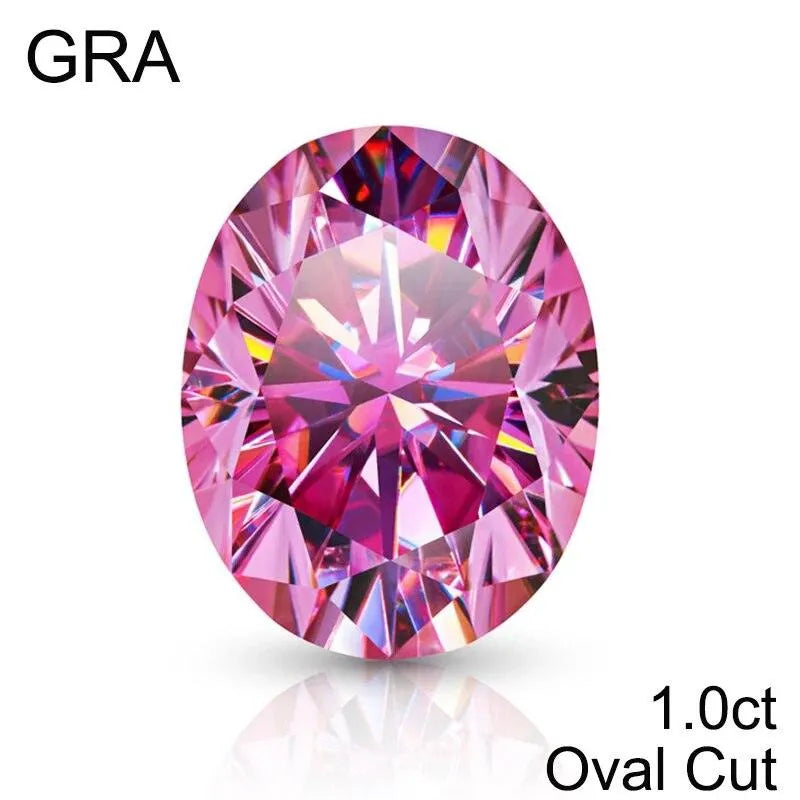**100% Real Pink Loose Moissanite Gemstone - Lab-Created for Women's Jewelry (Round/Pear/Emerald/Oval Cut) | GRA Certified | Perfect for Engagement Rings, Wedding Bands & Fashion Jewelry**