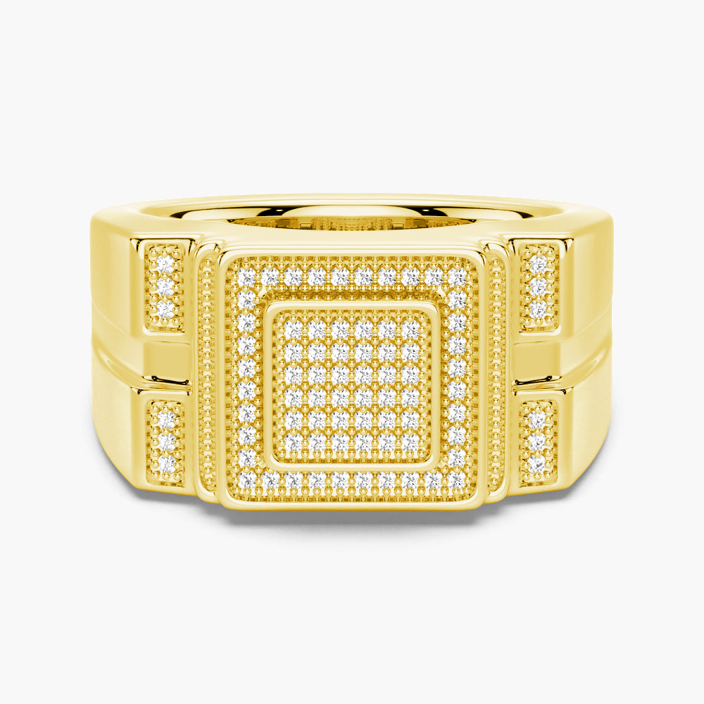 12mm Moissanite Micro Pave Square Stepped Men's Wedding Band - Durable & Elegant Tungsten Ring for Grooms, Engagements & Anniversaries - Perfect for Everyday Wear & Special Occasions