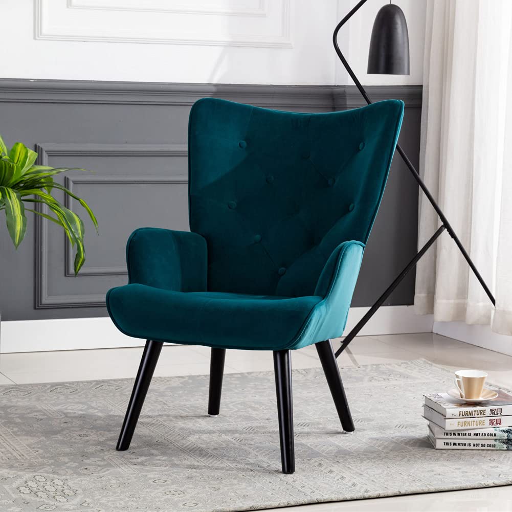 Sun Yoba Accent Chair - Modern Teal Leisure Chair for Living Room & Bedroom - Perfect for Reading Nook, Lounge Area, or Bedroom Seating