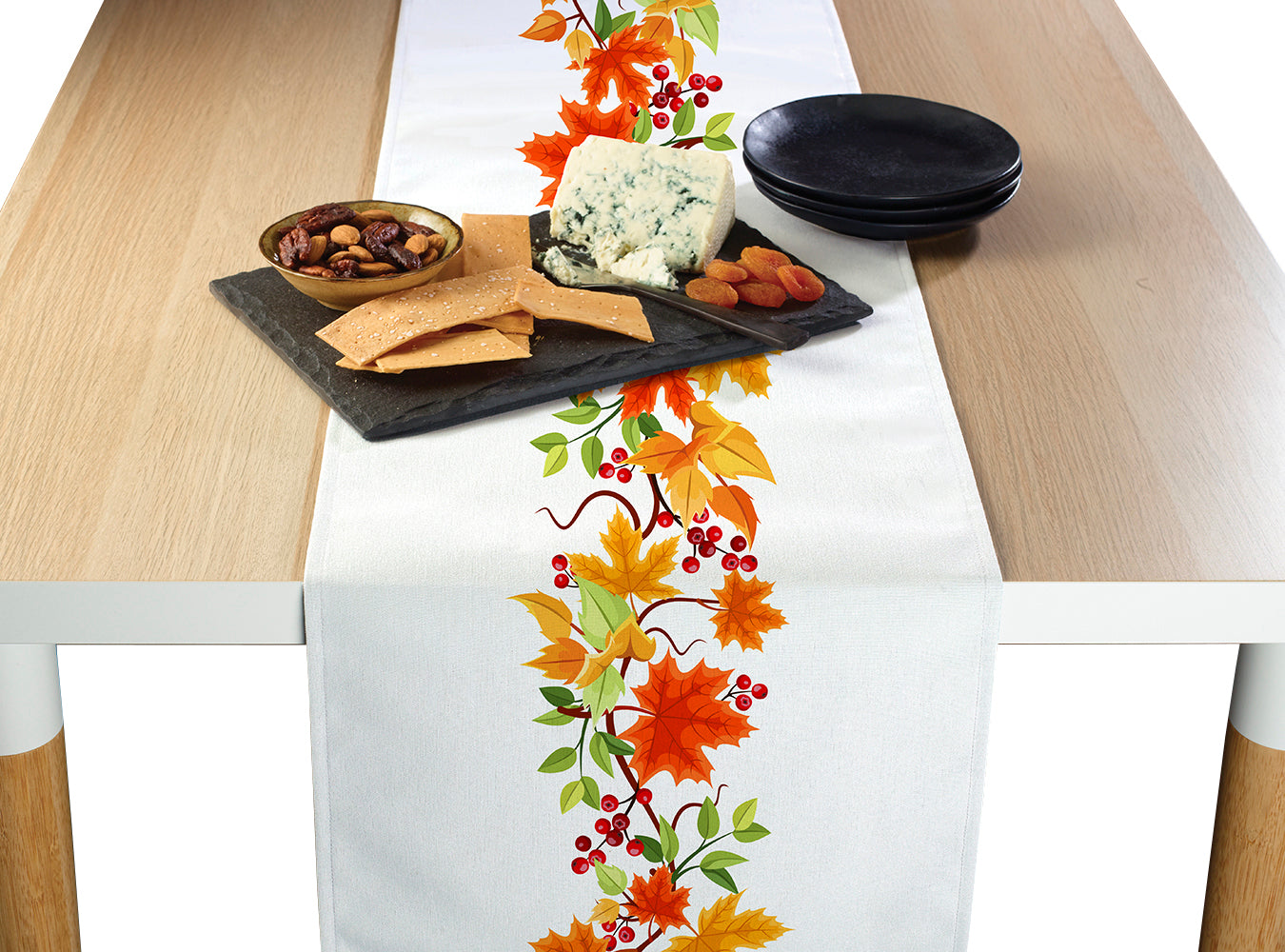 Autumn Leaves Border Runners - Fall-Themed Table Runners for Thanksgiving & Seasonal Home Decor - Perfect for Dining Tables, Fireplace Mantels & Holiday Decorations
