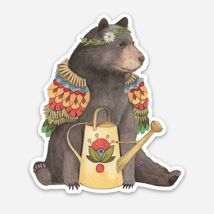 Bernice's Bear Watering Can Sticker - Cute Garden Decal for Plant Pots, Watering Cans & Gardening Tools - Perfect for DIY Home Decor & Outdoor Use