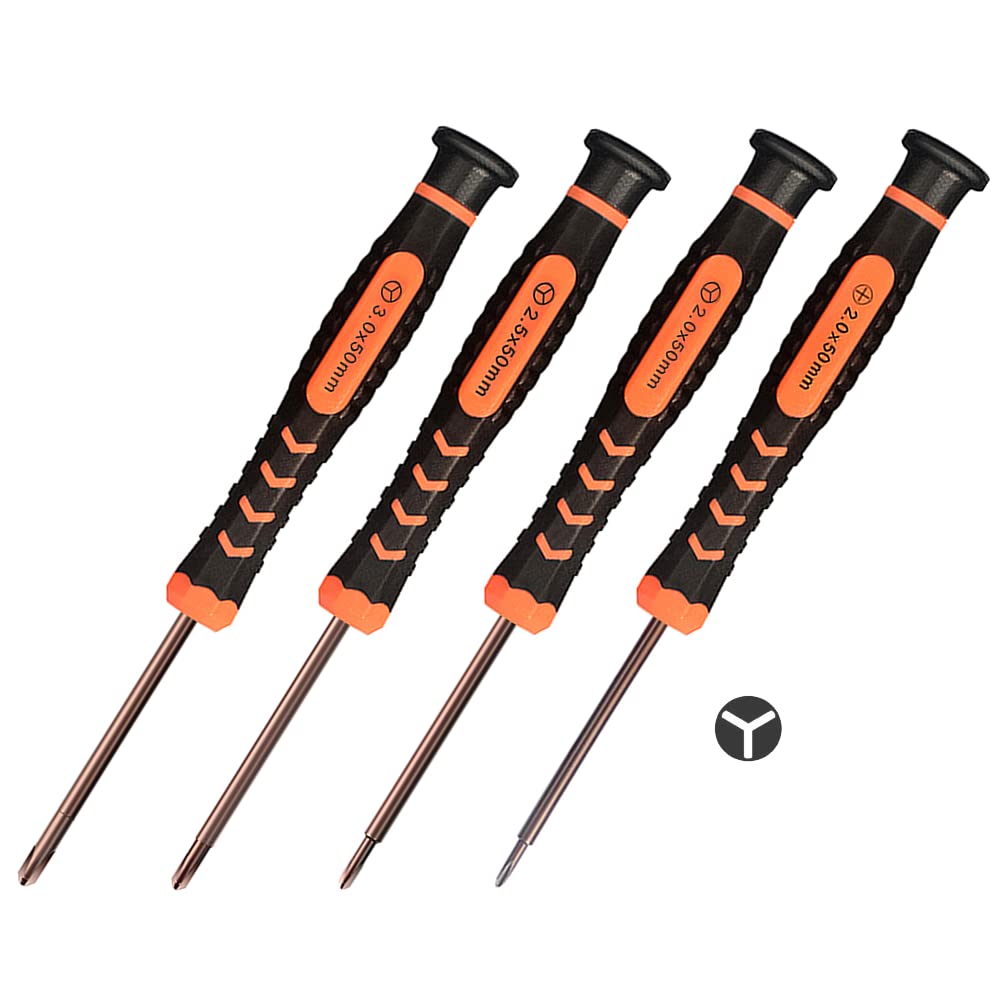 TECKMAN 4-in-1 Triwing Screwdriver Set with 2.0/2.5/3.0 Tripoint & PH00 Phillips Bits - Professional Repair Tool Kit for Nintendo Switch, Joycon, Wii, Gameboy, DS, 3DS - Perfect for Game Console Maintenance & DIY Electronics Repair