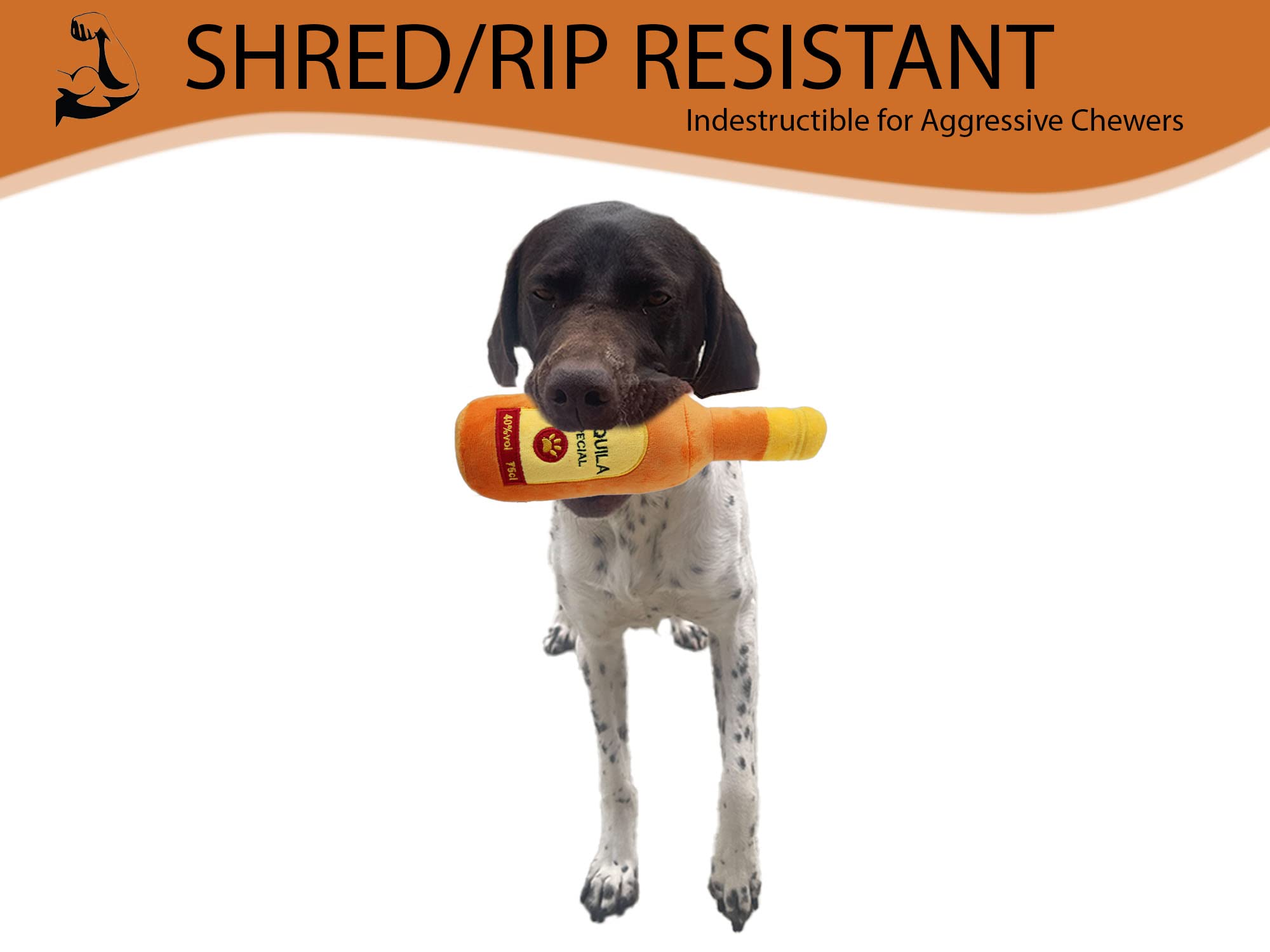 Durable Alcohol Bottle Plush Dog Toy - Tequila Shaped Chew & Fetch Toy for Small, Medium & Large Dogs | Food-Grade Safe | Perfect for Playtime, Training & Interactive Fun