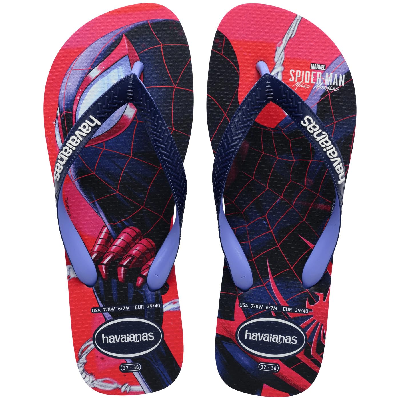 Havaianas Kids Marvel Spiderman Flip Flops Sandals - Navy Blue/Provence Blue - Size 10C Little Kid - Comfortable Beach & Pool Slides for Boys and Girls