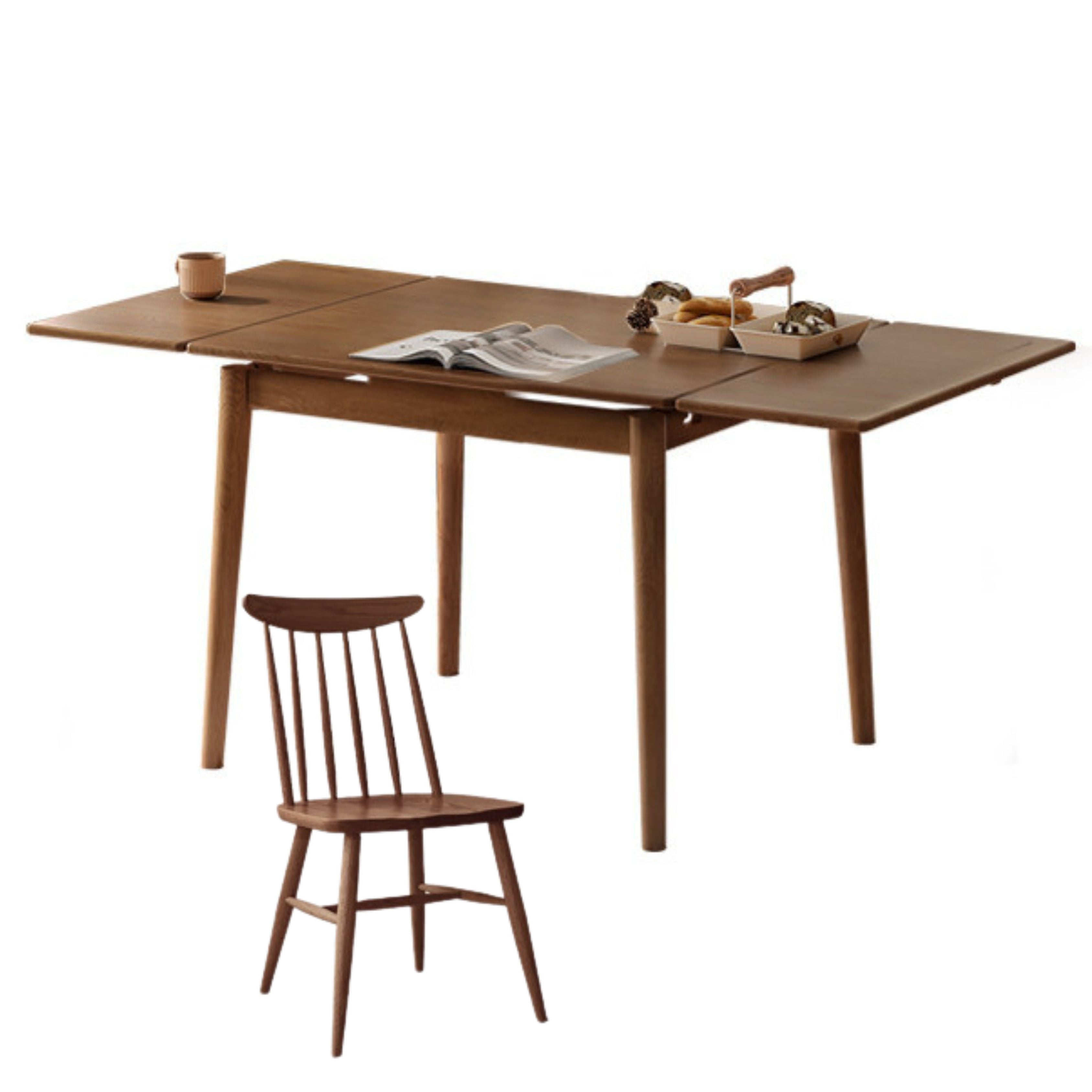 35.4-59x31.5x29.9 inch / 90-150x80x76 сm / Walnut color / solid wood surface one table + 4 chairs