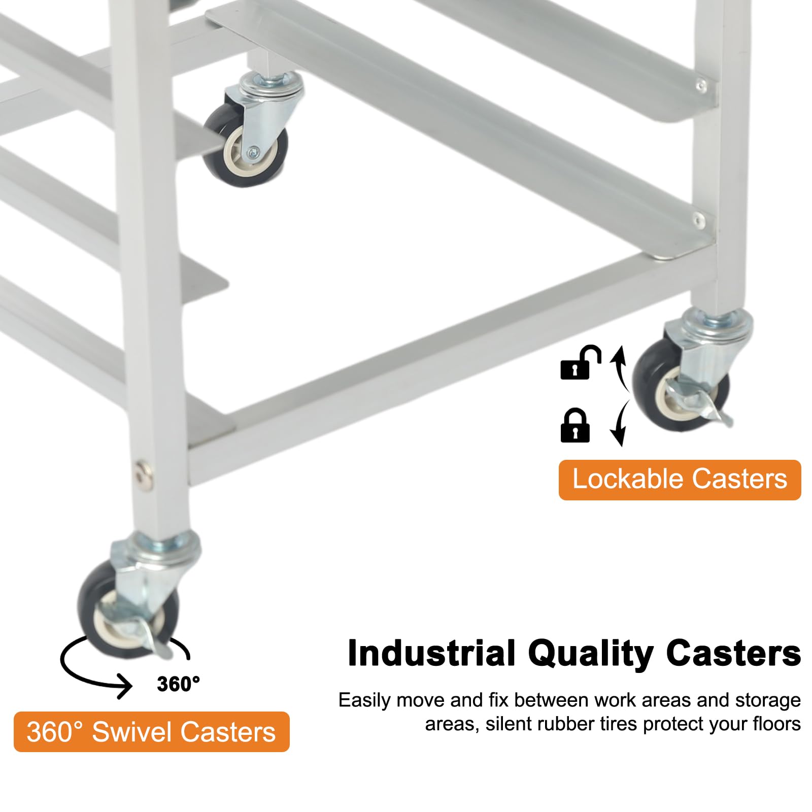 10-Tier Half Sheet Bakery Rack with Wheels - Heavy Duty Commercial Bread Cooling Rack for 1/2 & 1/4 Sheet Pans - Perfect for Bakeries, Restaurants, and Home Baking - Ideal for Bread, Pastries, Candles, and Soap Making