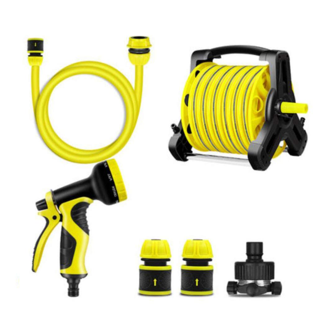 JLDN 20m/65ft Heavy Duty Garden Hose Reel with 9-Pattern Spray Nozzle - Wall Mounted Lightweight Water Hose Storage with 2m Inlet Pipe - Perfect for Lawn, Yard, Car Washing & Greenhouse Irrigation