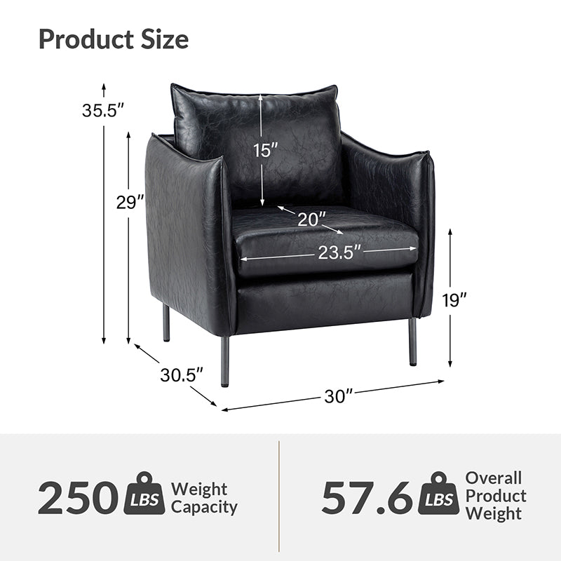 Felix Faux Leather Armchair - Modern PU Leather Accent Chair for Living Room, Office & Lounge - Comfortable Mid-Century Style Seating for Home Decor
