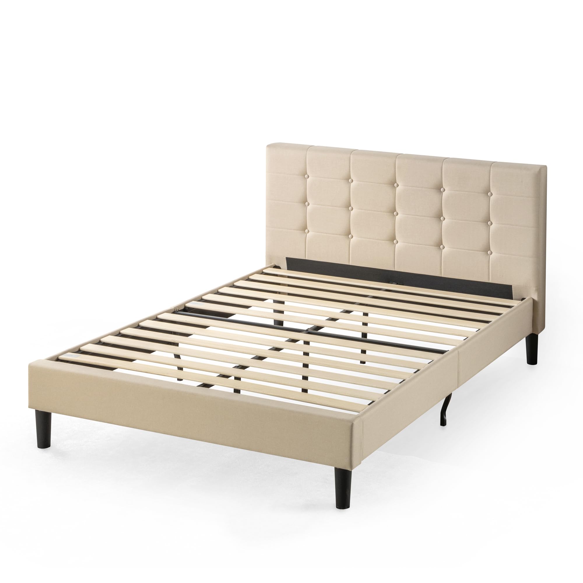ZINUS Ibidun Full Size Upholstered Platform Bed Frame with Wood Slat Support - No Box Spring Needed - Easy Assembly - Beige - Perfect for Modern Bedrooms, Guest Rooms & Small Spaces