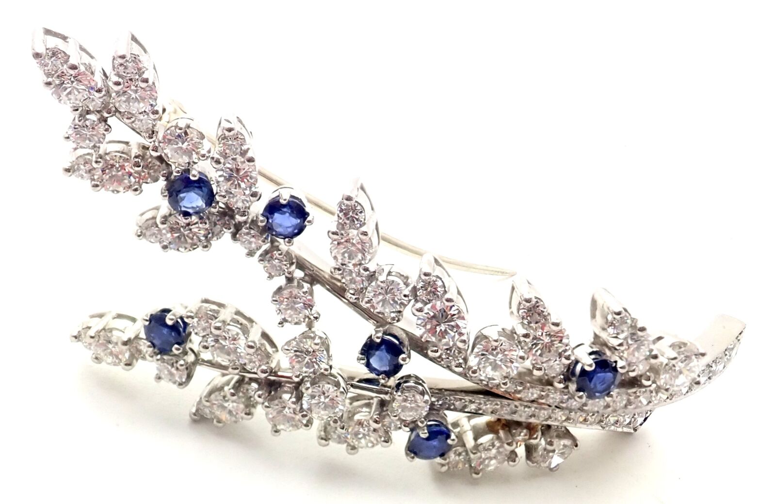 Authentic Vintage Tiffany & Co. Platinum Diamond Sapphire Flower Pin Brooch - Elegant Jewelry Gift for Women, Perfect for Weddings, Anniversaries & Special Occasions