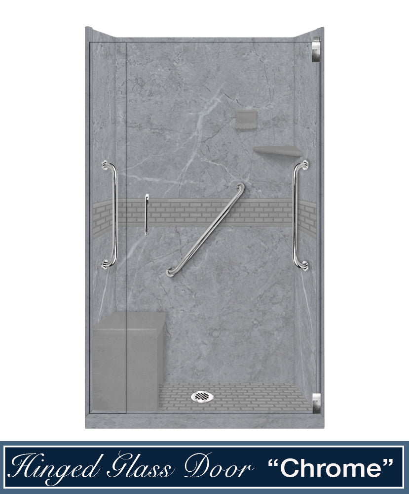 Freedom Grio Marble Classic Alcove Shower Enclosure Kit - Waterproof Bathroom Upgrade for Modern Homes, Easy Installation & Durable Design, Perfect for Small Spaces & Renovations