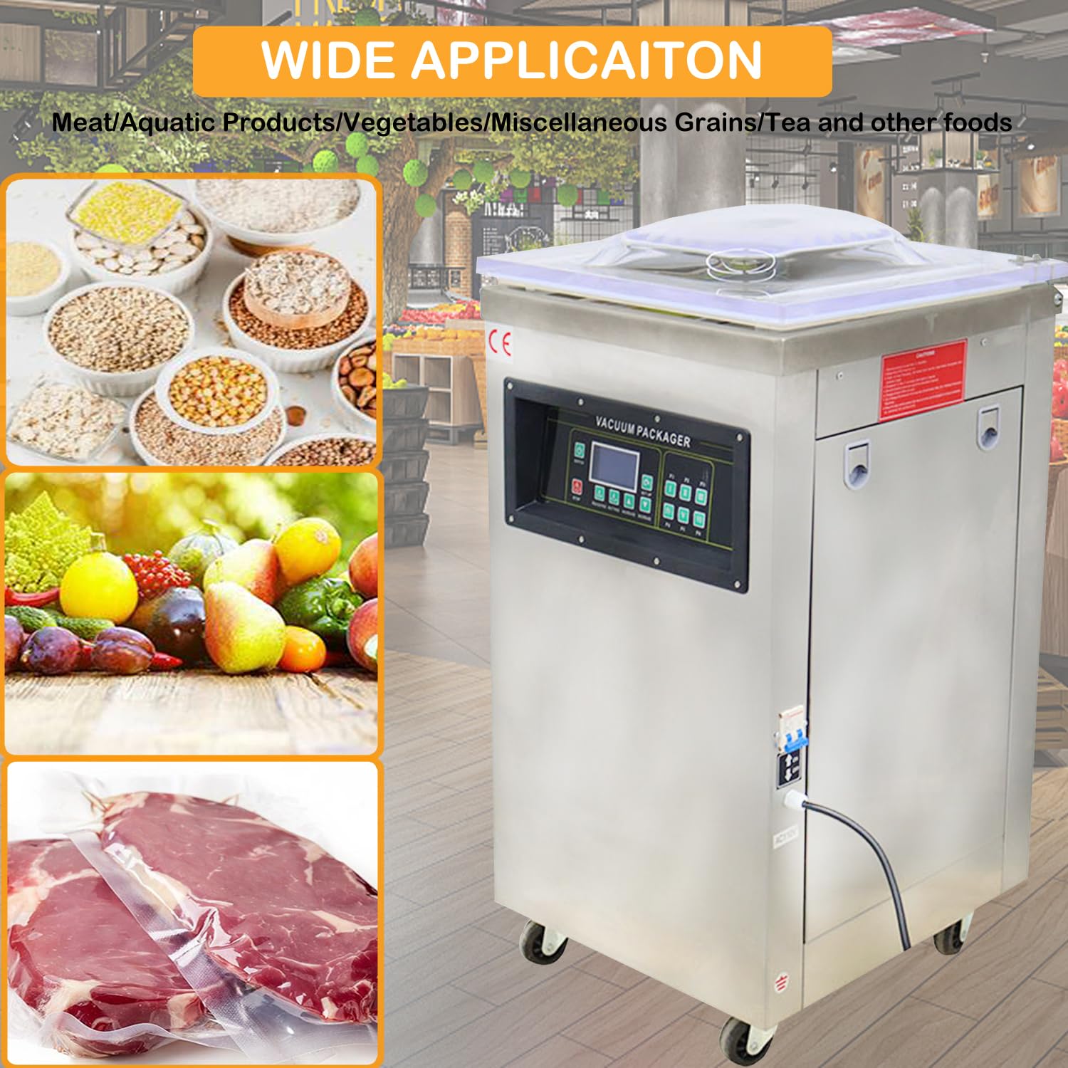 Commercial Single Chamber Vacuum Sealer Machine - Stainless Steel Food Packaging Equipment for Liquid-Rich Foods | Perfect for Restaurants, Grocery Stores & Food Preservation
