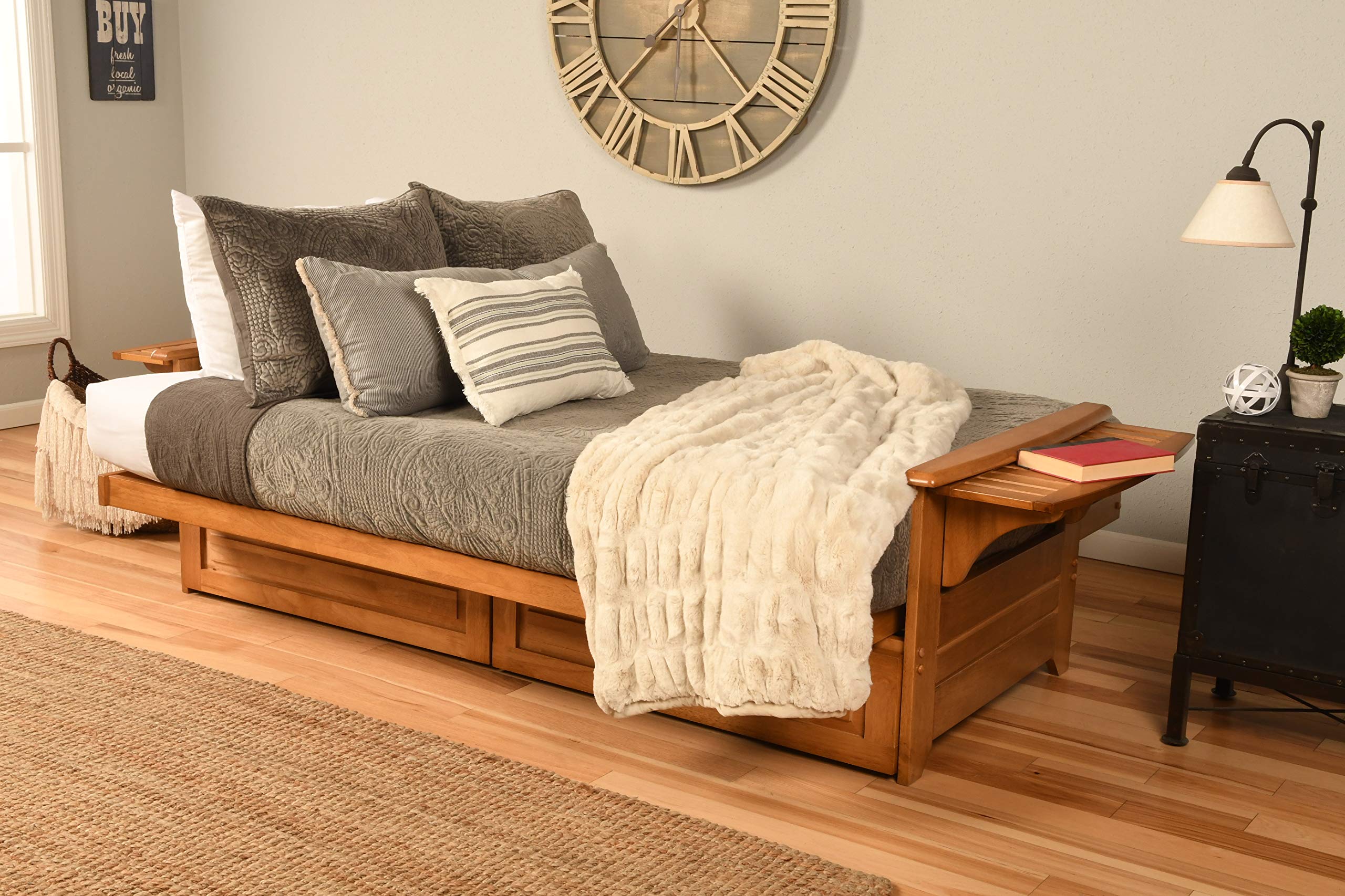 Kodiak Full Size Futon with Storage Drawers - Frame Only for Small Spaces