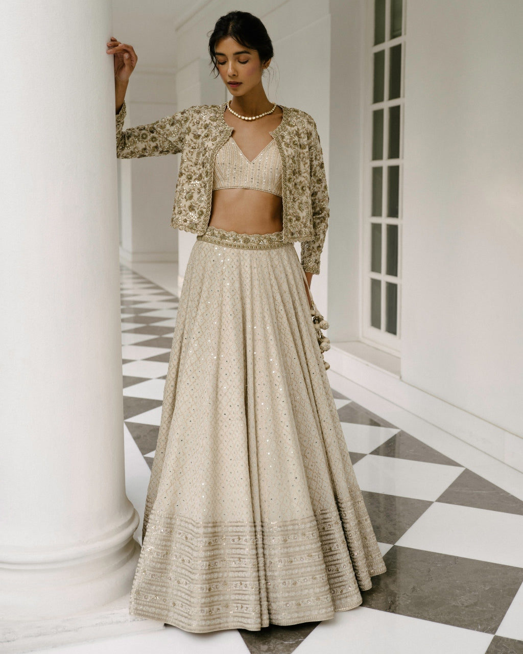 Elegant Badla & Sheesha Embroidered Lehenga with Matching Jacket - Perfect for Indian Weddings, Festivals & Special Occasions