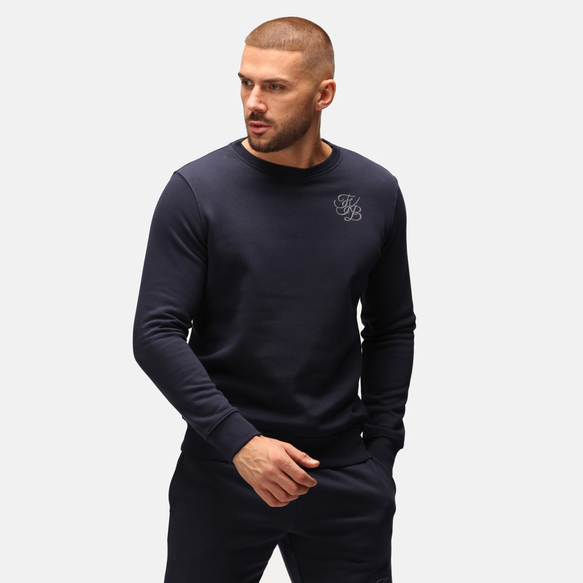 TKB Men's Navy Blue Organic Cotton Sweatshirt - Comfortable Casual Pullover for Everyday Wear, Gym, and Outdoor Activities