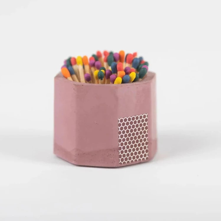 Premium Acai Wood Match Holder with Striker & Rainbow Matches - Perfect for Fireplaces, Candles, and Outdoor Camping