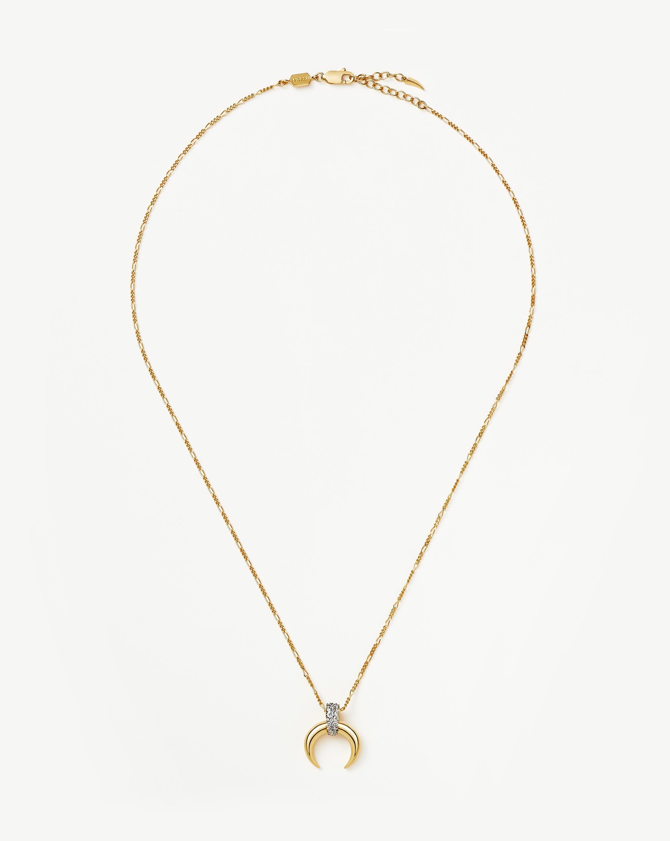 Lucy Williams Pavé Horn Pendant Necklace - 18k Gold Vermeil & Cubic Zirconia Jewelry | Elegant Statement Necklace for Women, Perfect for Parties, Weddings & Everyday Wear