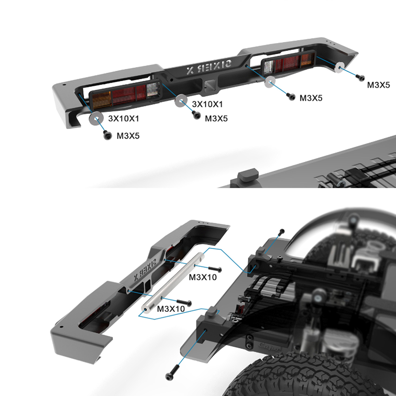 1/6 Scale RC CAPO SIXER1 Crawler Trailer - Metal Front Bumper, Engine Pulley System, Motor & Multifunction Tire Rack Accessories for Off-Road Adventure & Rock Crawling