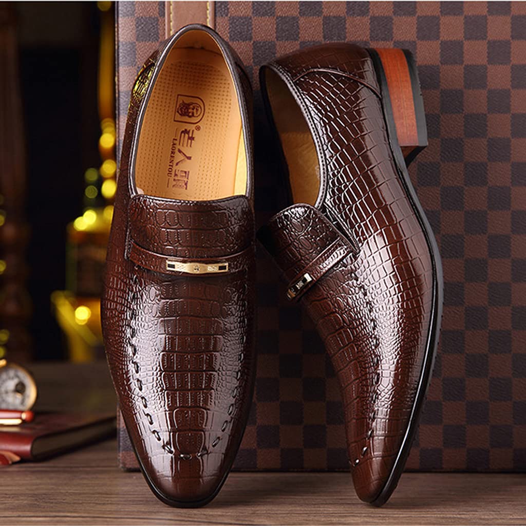 **Men's Formal Leather Shoes - British Style Wedding, Prom, Office & Business Dress Shoes - Brown (Size 41/UK 7.5/US 8) - Perfect for Weddings, Business Meetings & Formal Events**