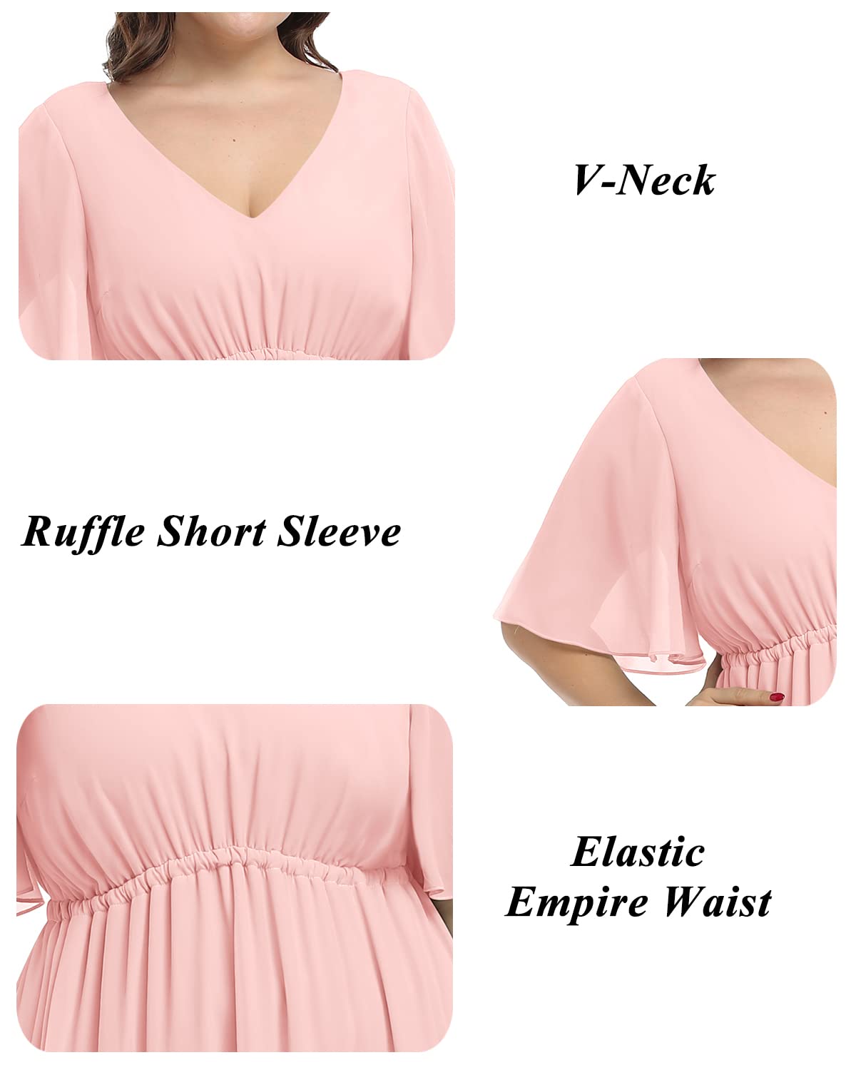 Plus Size Women's Bridesmaid Dresses for Wedding - Elegant Chiffon Long Maxi Formal Gown for Special Occasions | Perfect for Weddings, Proms, Evening Parties & Formal Events