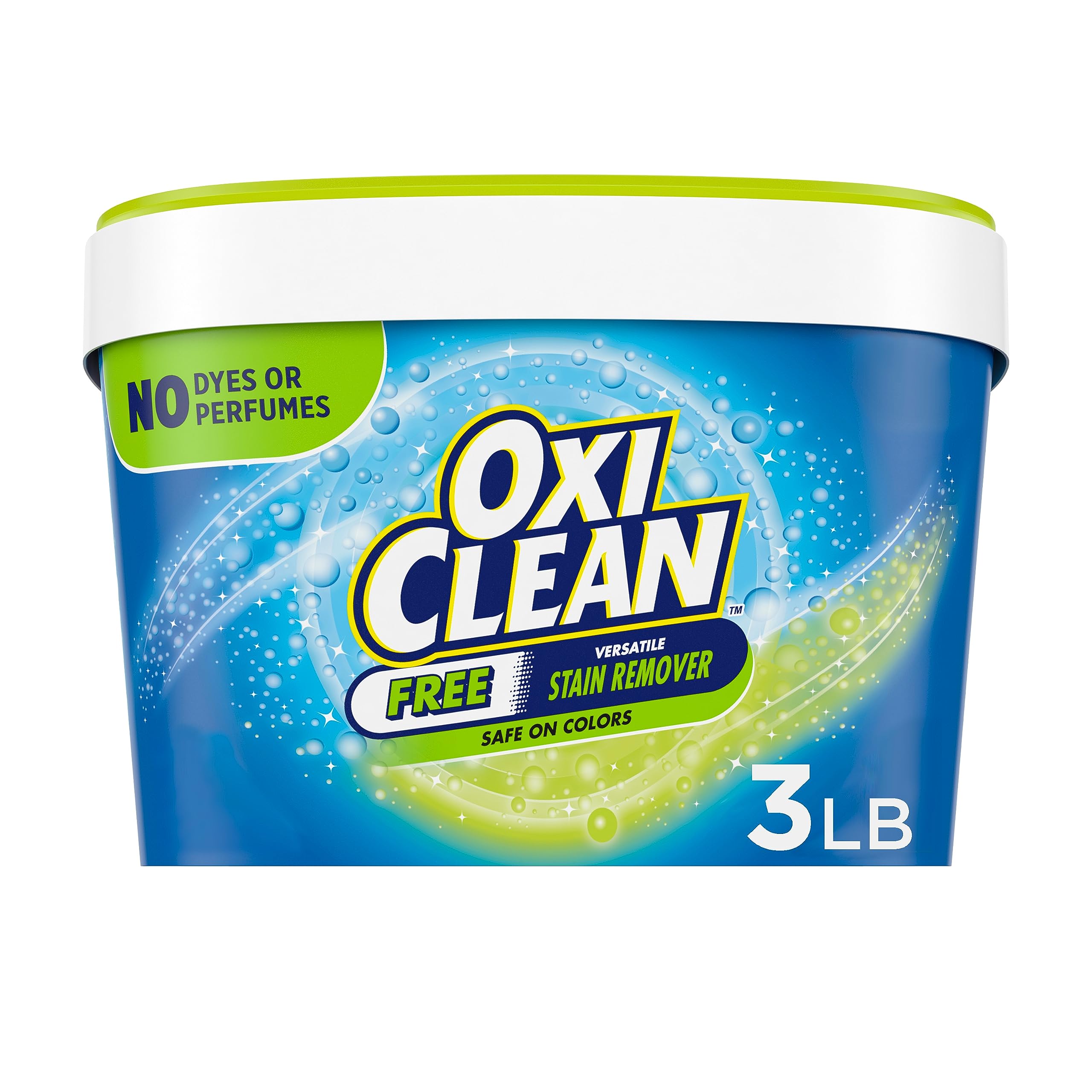 OxiClean Free Versatile Stain Remover Powder - 3 lb | Safe for Colors & Whites | Removes Tough Stains on Clothes, Carpets & More | Ideal for Laundry, Household Cleaning & Stain Removal