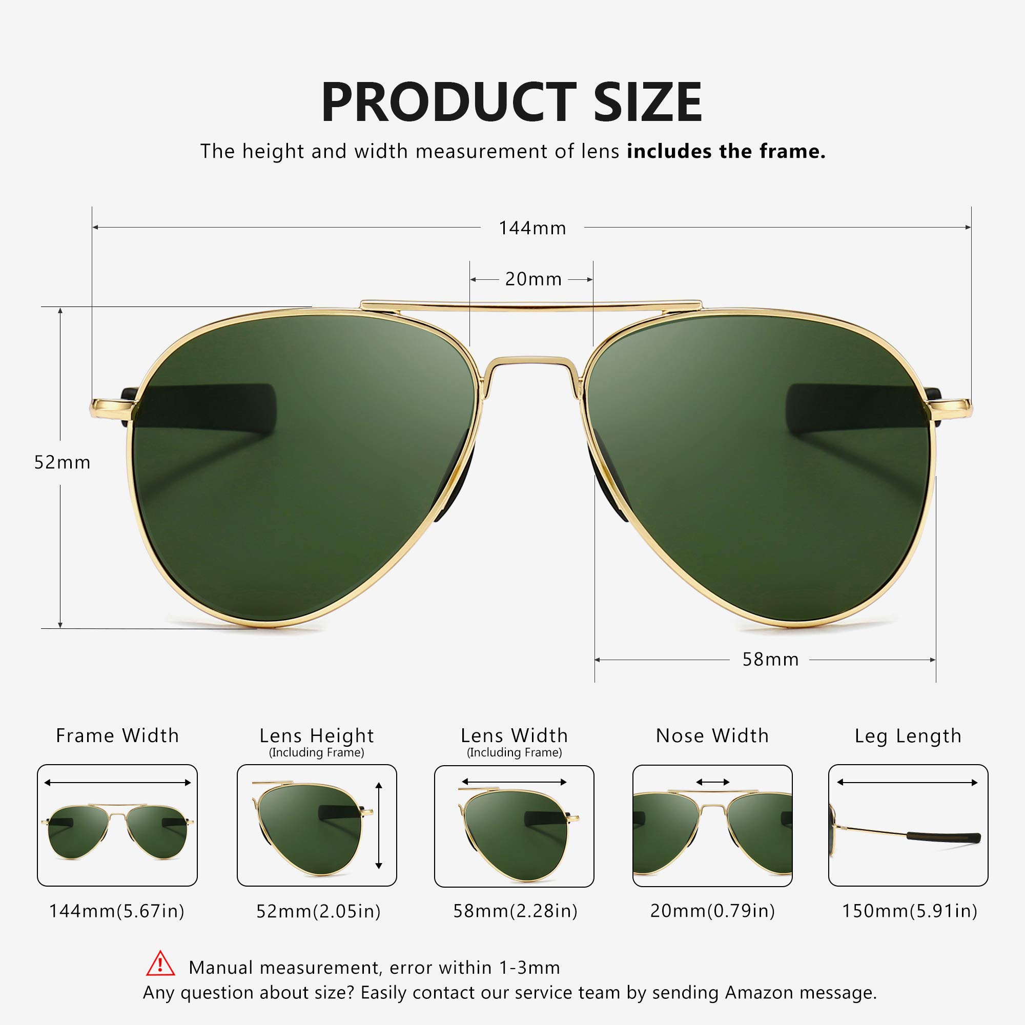 SUNGAIT Polarized Aviator Sunglasses for Men - UV400 Protection, Military Style, Classic Retro Design - Perfect for Driving, Outdoor Sports, and Fashion Accessories
