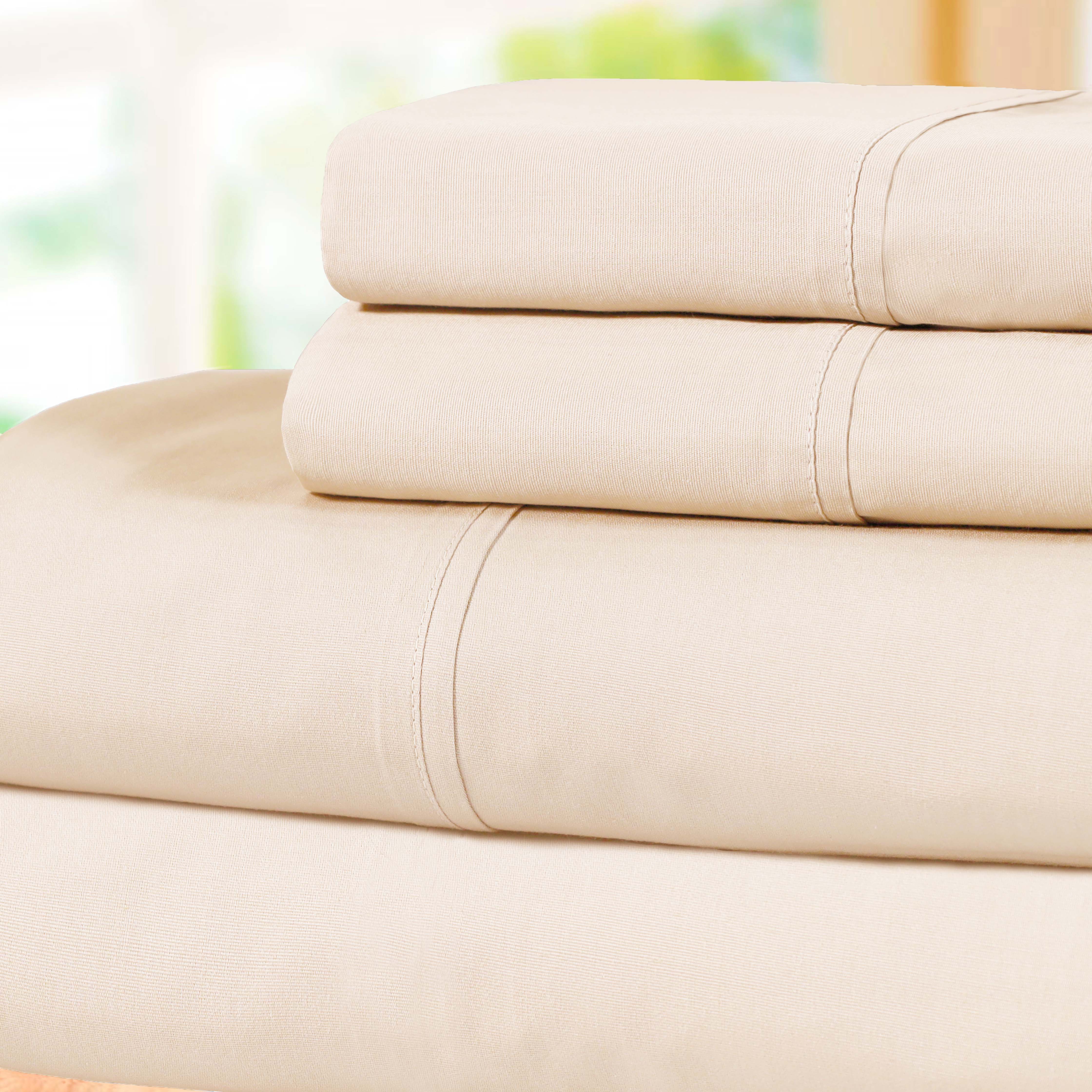 300 Thread Count Cotton Percale Solid Deep Pocket Bed Sheet Set - Queen Size, Soft & Breathable for Comfortable Sleep - Perfect for Master Bedroom, Guest Room & Vacation Homes