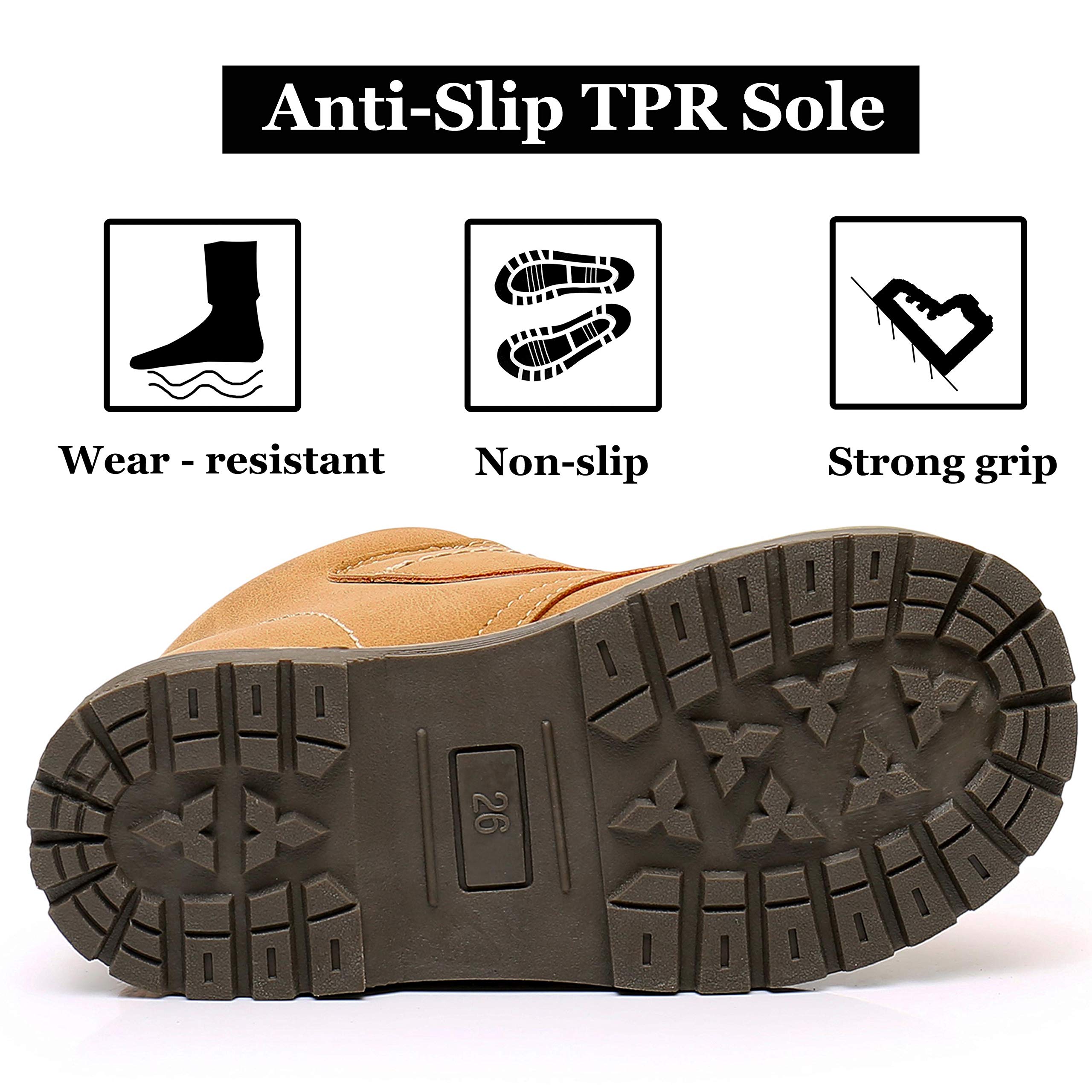 Apakowa Waterproof Toddler Boys Ankle Work Boots - Durable & Comfortable for Outdoor Play, Hiking, and Everyday Wear (Toddler/Little Kid)