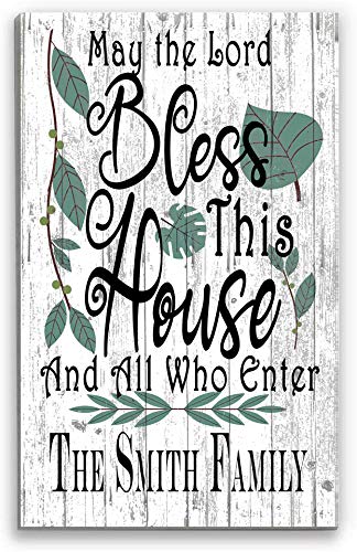 Custom 'Bless This House' Religious Wall Decor - Personalized Family Blessing Sign - May The Lord Bless This House & All Who Enter - Perfect for Christian Home, Church & Wedding Decor