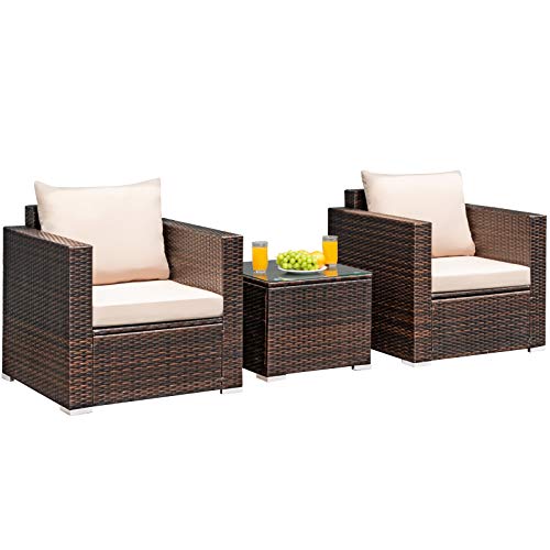 Mix Brown Rattan With Beige Cushion