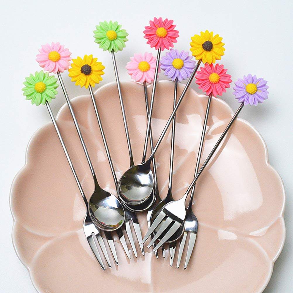 3-Piece Espresso Stirring Spoon Set - Stainless Steel Coffee Mixer Wand, Honey & Condiment Spoons, Daisy Design Stir Stick for Espresso, Tea, Hot Chocolate - Perfect for Home, Cafe & Office Use