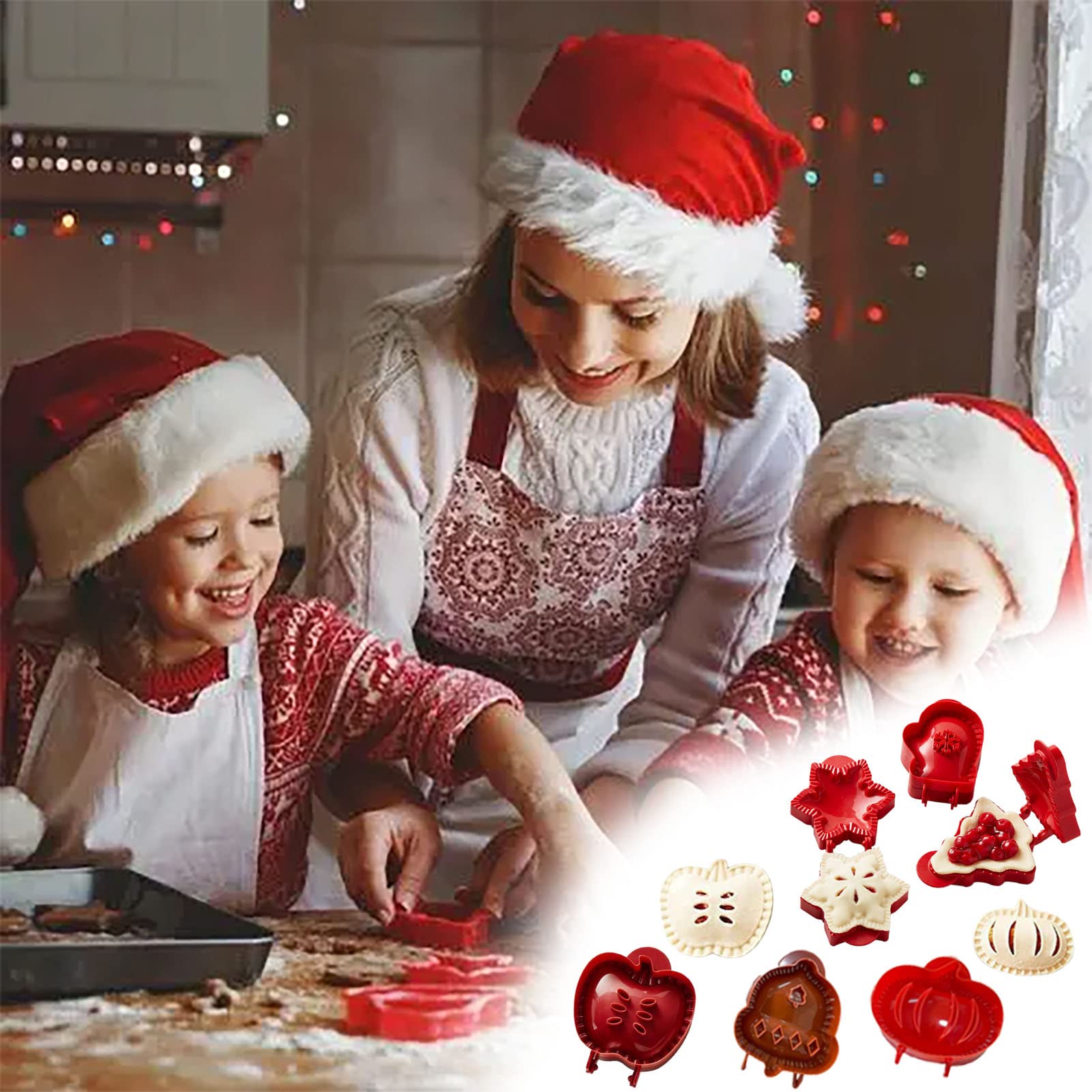 6PCS Hand Pie Molds for Baking - Mini Pie Maker Set for Christmas Party Baking Supplies, Dough Presser & Pocket Pie Molds (Perfect for Holiday Baking, Christmas Treats & Party Desserts)