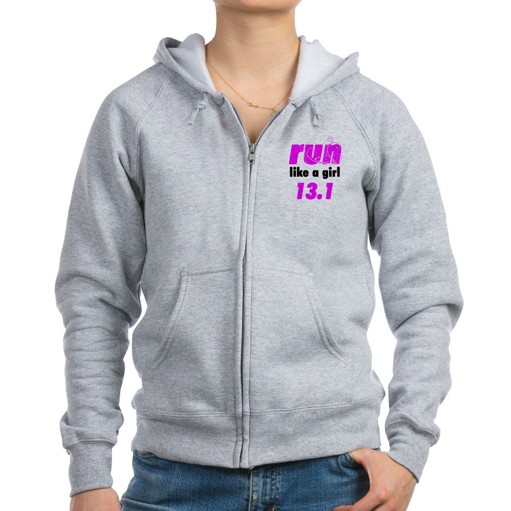 Run Like A Girl 13.1 Women's Zip Hoodie - Comfortable Athletic Pullover for Running & Workouts - Perfect for Marathon Training & Gym Wear
